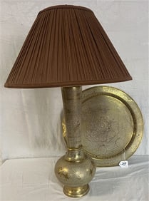 Lamp and 20" Tray in Brass