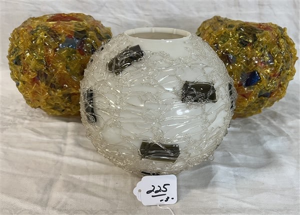 Three 8" Modern Plastic Shades and Spheres: Three 8" Modern Plastic Shades and Spheres