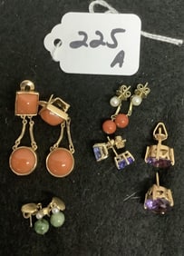 5 Pr of 14k Earrings - Mixed Stones