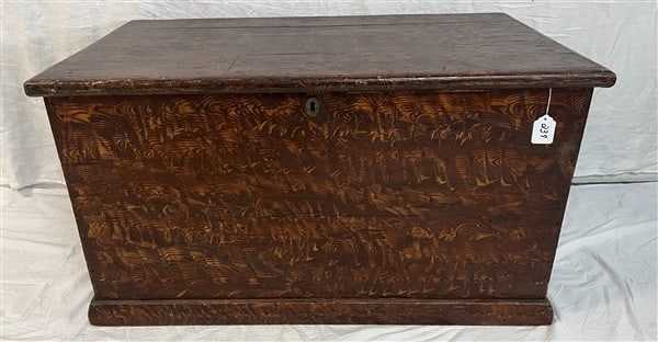 19th Cent. Grain/Sponge Painted Blanket Box 38"w x 21"h (1 of 4)