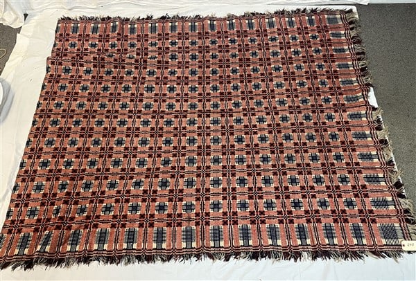 Antique Double Sided Coverlet - 66"x 81" (1 of 2)