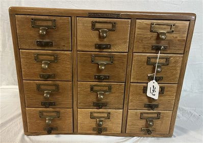 Slick Clean 12 Drawer Oak File Cabinet - 16" x 19" x 16"h