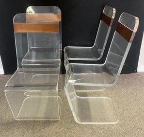 4 Vintage MCM Lucite "Z" Chairs