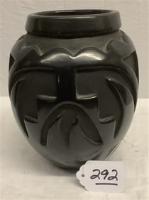 8" Carved Pottery Vase - Signed Ildefonso