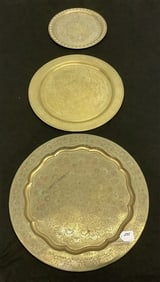 3 Persian Brass Trays - 23", 19", and 14"