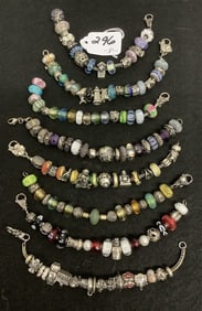 8 Sterling Beaded Bracelets