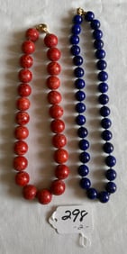 Lapi beads and Carnelian Beads with 14k Clasps
