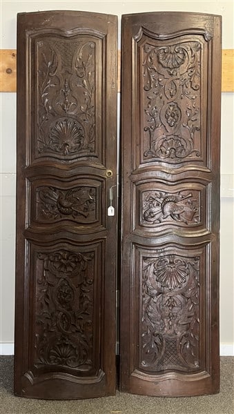 Pr. of Carved Walnut Panels - 22" x 85": Pr. of Carved Walnut Panels - 22" x 85"