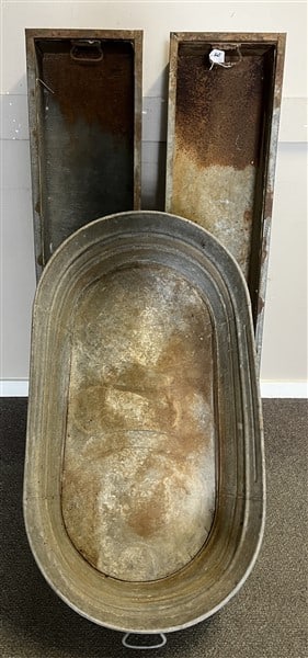 2 Galvanized Farm Troughs and Galvanized Wash Tub (1 of 3)