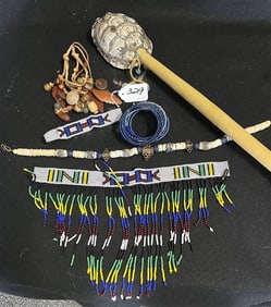 Native American Beadwork and Rattle