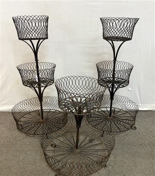 3 Metal Planters Tallest 2 - 19" diam x 36"h - total weight 15 lbs (1 of 3)