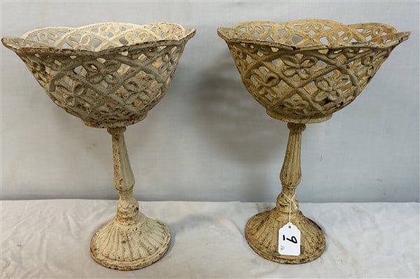 Pr. of 15" Cast Iron Planters - 20 lbs total (1 of 4)