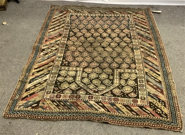 Fine Persian Antique Prayer Rug 3'8" x 4'4" - 3 lbs: Fine Persian Antique Prayer Rug 3'8" x 4'4" - 3 lbs