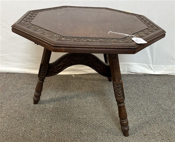 Hardwood Antique Low Table 24" diameter x 19"h - 20 lbs (1 of 3)