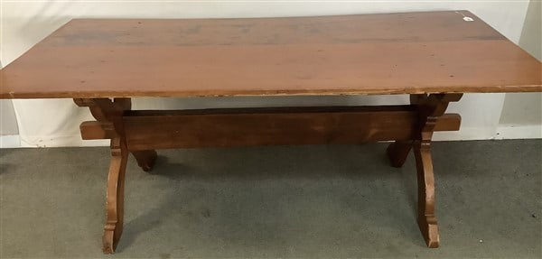 Antique Country Sawbuck Table and 2 Board Top 39" x 78" x 20"h - 100 lbs - signed S.T Yeomans (1 of 5)