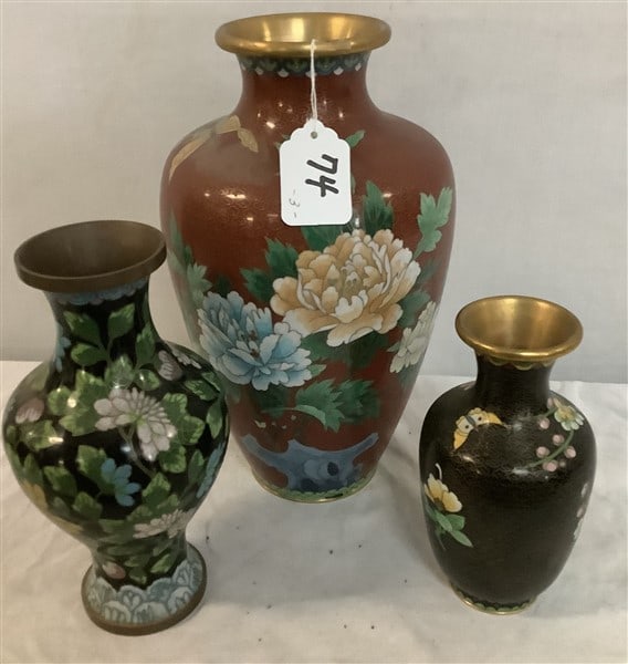 3 Pc Lot of Cloisonne' - 7", 9", and 12.5" - 4.5 lbs (1 of 3)