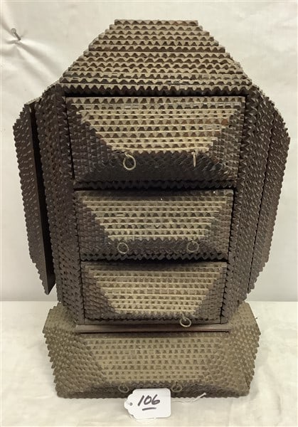 Vintage Tramp Art Jewelry Box - 13" x 17" - Approx 8 lbs (1 of 4)