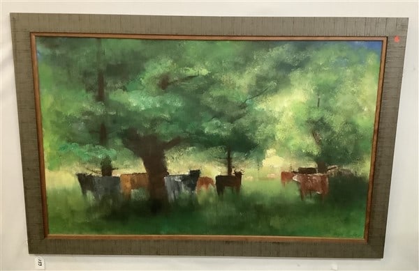 Framed Oil on Masonite Signed Joseph Barber 35" x 53" - 17 lbs (1 of 4)