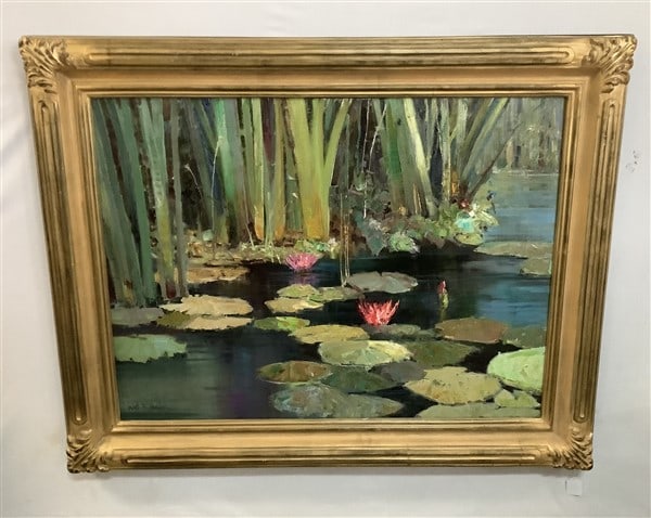 Oil on Canvas "Glory of The Pond" - Kent Wallis 39" x 49" - 15 lbs (1 of 4)