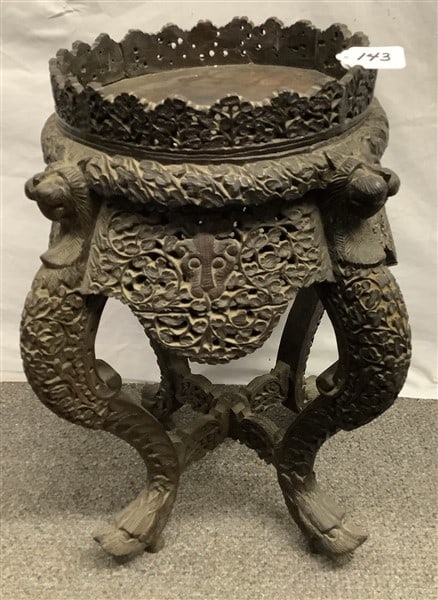 Heavily Carved 23" Early Oriental Stand - 20 lbs (1 of 5)