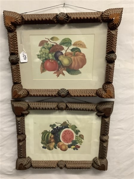 Pr. of Tramp Art Frames with Still LIfe Prints 19" x 23" - 10 lbs (1 of 5)
