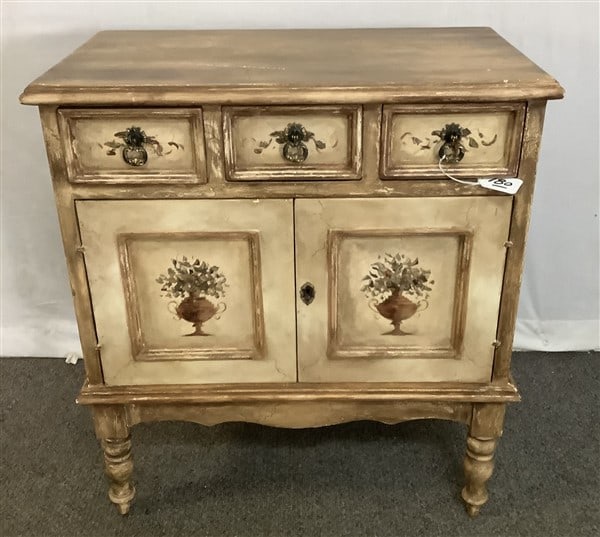 Contemporary Paint Decorated Cabinet 26" x 14"d x 29"h - 20 lbs: Contemporary Paint Decorated Cabinet 26" x 14"d x 29"h - 20 lbs