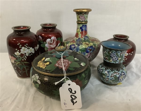 6 Lovely Pcs. of Cloisonne' - 3.5" - 6.5" Approx 3 lbs: 6 Lovely Pcs. of Cloisonne' - 3.5" - 6.5" Approx 3 lbs