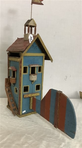Painted Folk Art Birdhouse - 10" x 10" x 28"h (1 of 4)