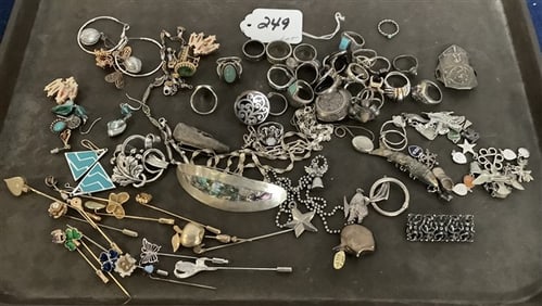 Tray of Sterling and Metal Jewelry 10 lbs total