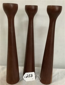 3 wooden 12" Danish Candlesticks - 2.5 lbs