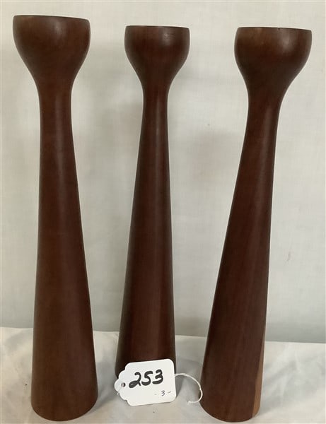 3 wooden 12" Danish Candlesticks - 2.5 lbs: 3 wooden 12" Danish Candlesticks - 2.5 lbs