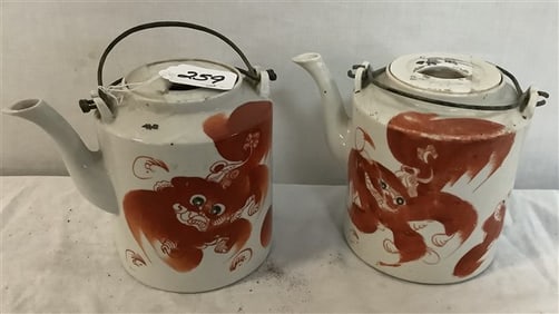 2 Porcelain 6.5" Teapots 4 lbs
