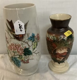 2 Antique English Vases - 11" and 13" Approx 4.5"h