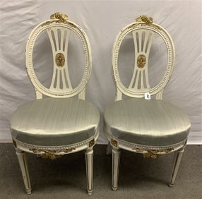 Pr. of Painted French Style Chairs 20"w x 17"d x 38"h - approx 50 lbs