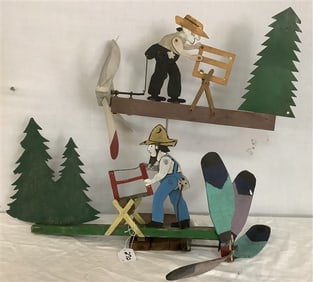 2 "Loggers" Whirligigs 19" and 26" - 5 lbs