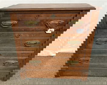 3 Drawer Antique Oak Chest 15" x 30" x 30"h - 75 lbs