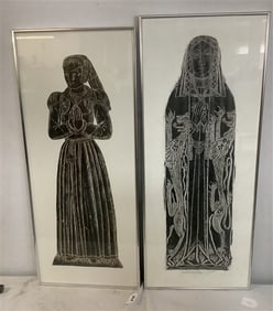 2 "Brass" Rubbings by Shirley Auerbach 15" x 18"