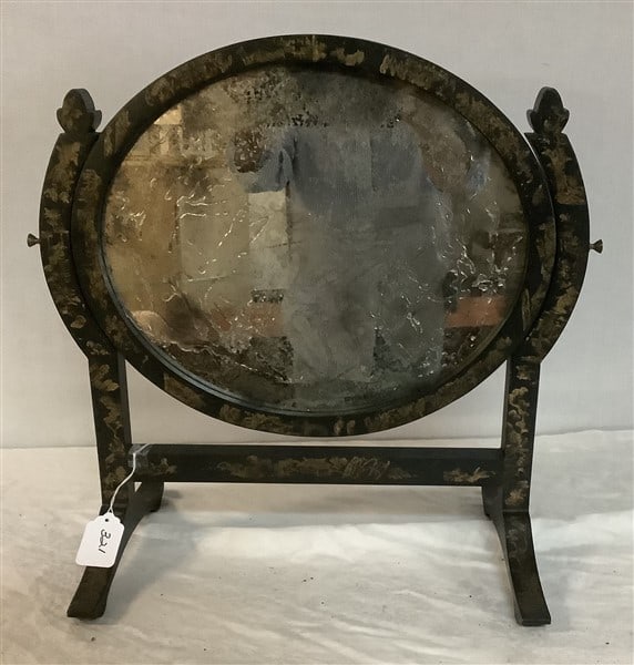 Chinoiserie Decorated Dresser Mirror 19" x 19" - 2 lbs: Chinoiserie Decorated Dresser Mirror 19" x 19" - 2 lbs