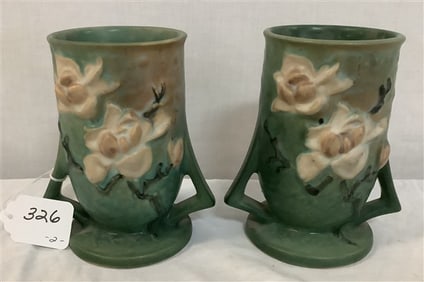 Pr. of 6.5" Roseville 2 Handle Pots approx 4 lbs