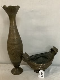 17" Bronze Vessel and 11" Bowl