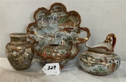 4 Pc Lot of Satsuma - plate 9.5" diam Small 3.5" - 3 lbs