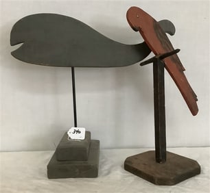 Fold Art 20" Whale and Wooden 14" Bird 4 lbs