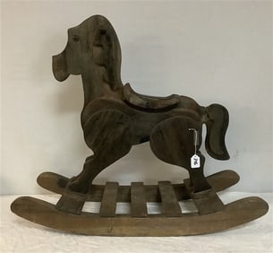 Folk Art Wooden Rocking Horse 38" L x 33"h - 7 lbs