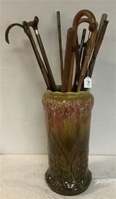 15 Canes and Ceramic Cane Holder 35 lbs & 17 lbs