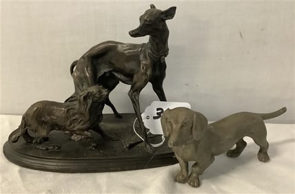 Bronze Sculpture Signed Mene - Pewter Dog 6" x 8" - 3 lb