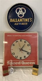 15" Square Speed Queen Clock and Other Tin Advertising - 12 lbs