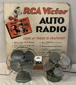 2 Vintage 1930s Fan and RCA Advertisement 20" x 22" - 6 lbs