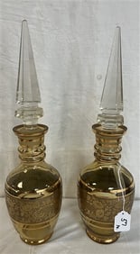 Pr. of 18" Amber Glass Decanters 5 lbs total