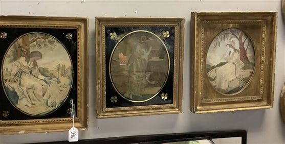 Three 19th Cent. English Framed Silks 15" x 17" - 7 lbs