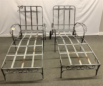 Pr. of ca. 1930s iron Chaises - 60"L x 28"wide 100 lbs